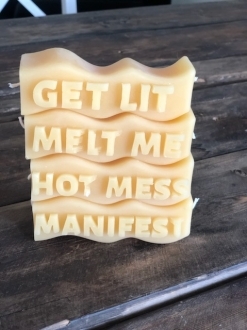 Bee Inspired Word Beeswax Candles