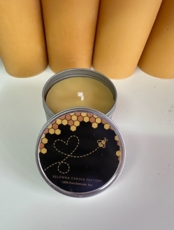 Beautiful Beeswax Gold Tin Candle 8oz