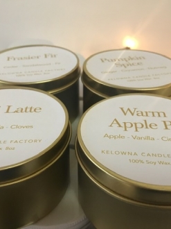Gold Tins Soy 8oz Candles