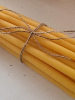 Beeswax 9″ SLIM Tapers (not our regular size)  by the case or pairs!